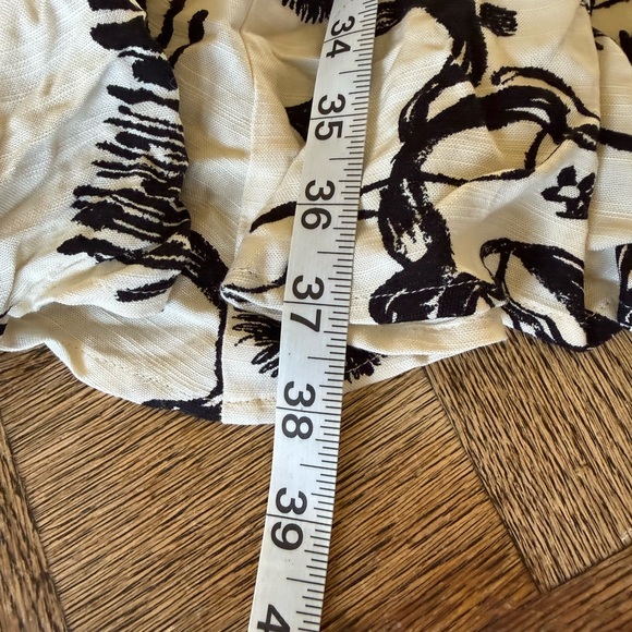 AVA & VIV Plus 1X Ivory Black Floral Tie Waist Dress Long Sleeve with Pockets - Picture 6 of 7